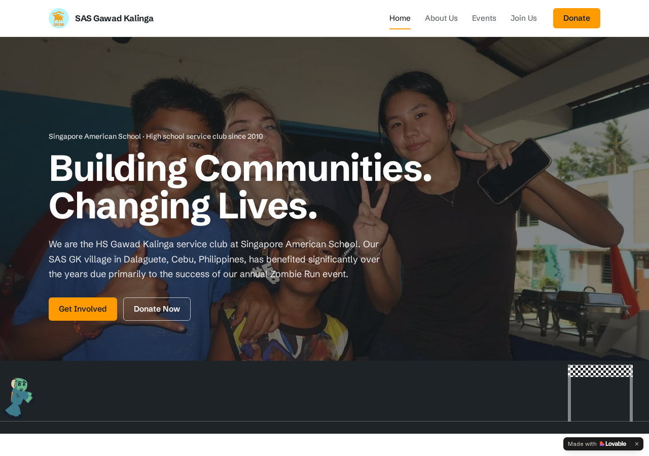 SAS Gawad Kalinga Club website homepage